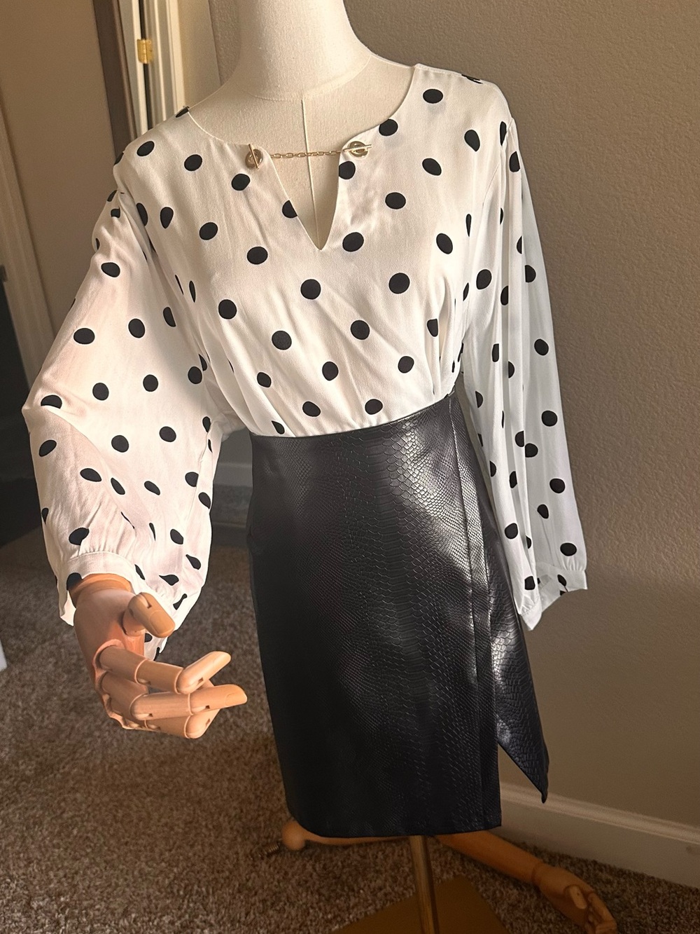 torrid White Tunic with Black Polka Dots